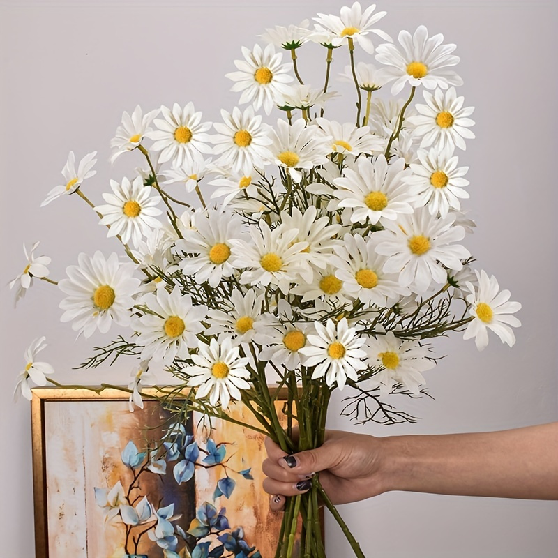 

10-pack Lifelike Daisy Bouquets - Perfect For Outdoor Decor & Celebrations, No Maintenance Needed! Ideal For Valentine's Day,