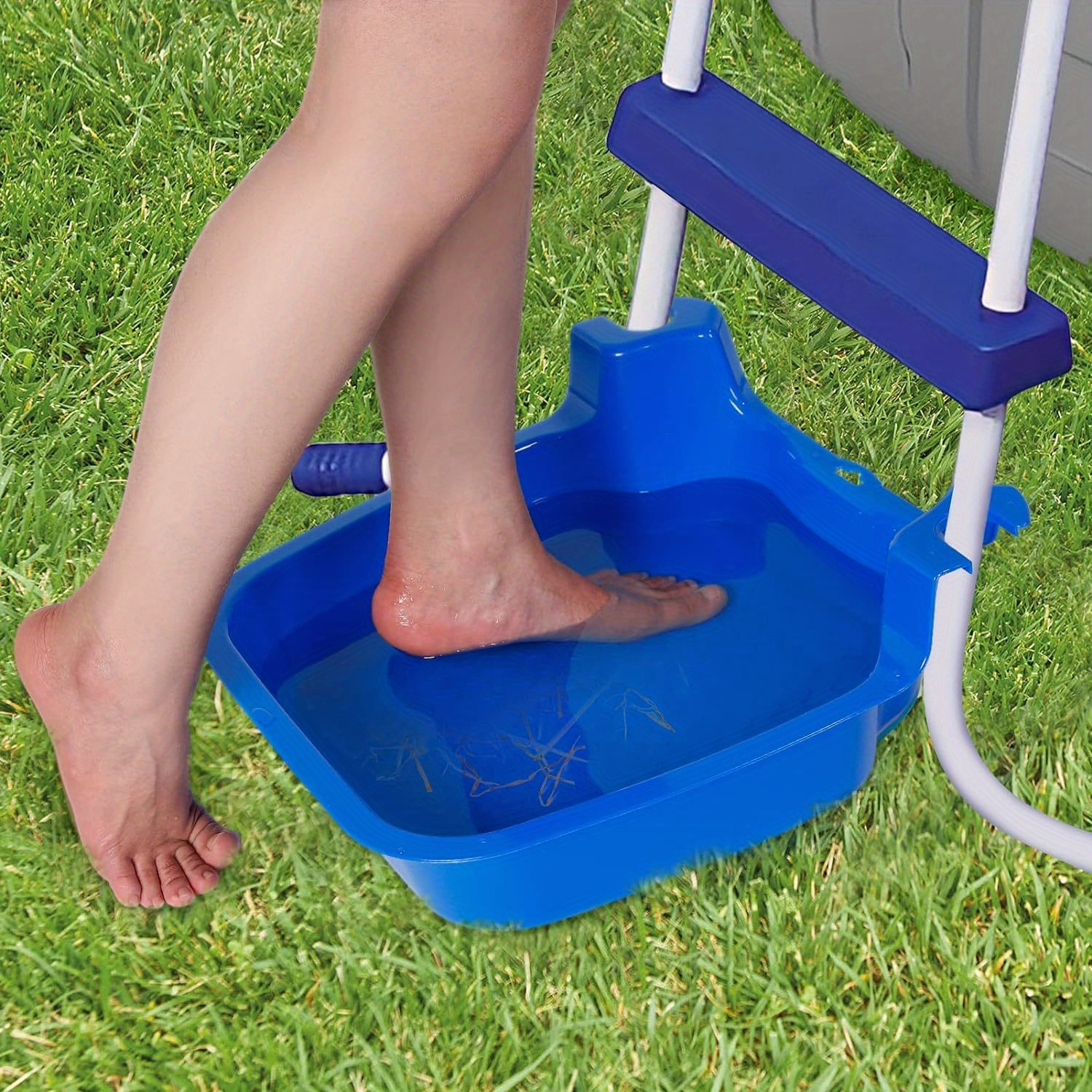

1pc Anti-skid Pool Foot Bath Tub, Plastic Wash Basin For Above Ground Swimming Pools, Spas - Foot Cleanse Accessory For Pool Ladder, Helps Maintain Water Clarity & Extends Filtration System Life