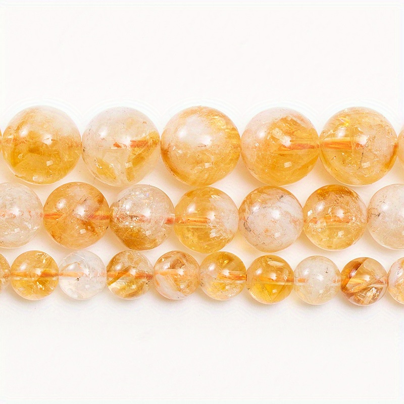 

Natural Stone Citrine Beads, High-quality Genuine Yellow Crystal Round Loose Spacer Beads, Ideal For Diy Jewelry, Charm Bracelets, Necklaces, Handmade Accessories - 6/8/10mm, Pack Of Multiple Sizes