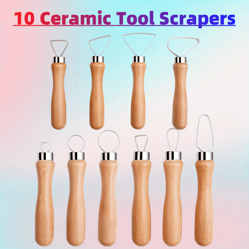 

10 Ceramic Tool Scrapers: High-quality Wooden Handles, Stainless Steel Blades, Ceramic Workers - Affordable And