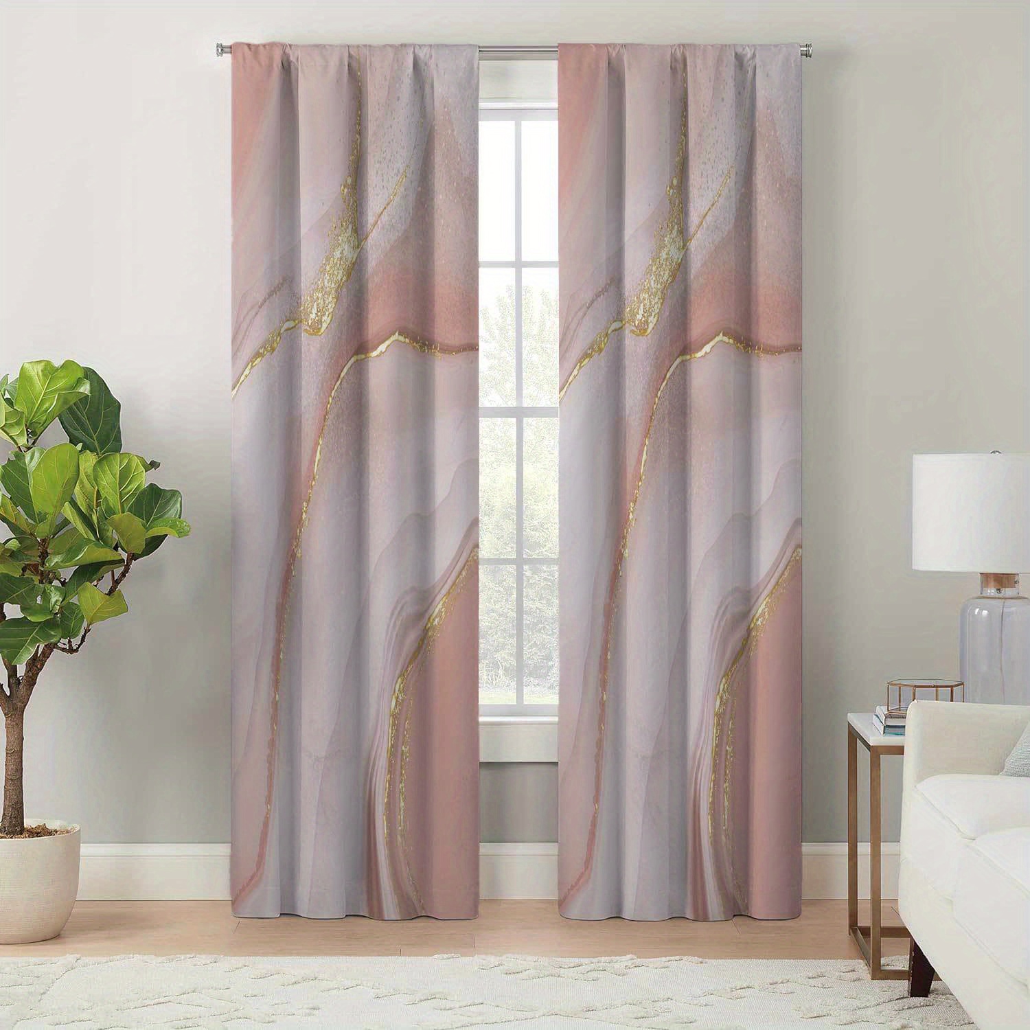 

2pcs, Vintage Minimalist Style Living Room Room Decoration Curtains, Marble Fluid Print Curtains, Suitable For The Seasons Charm Of Living Room And Bedroom, Durable And Easy To Hang