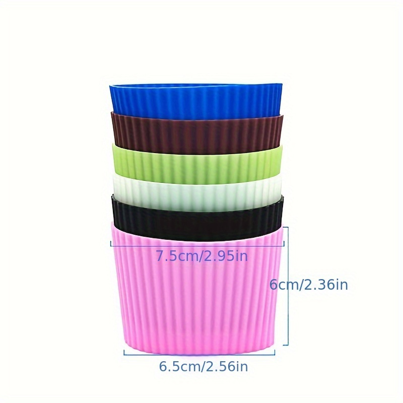 1pc silicone coffee cup sleeve non slip heat insulation reusable mug grip random color fits most coffee tea cups stylish comfortable details 0