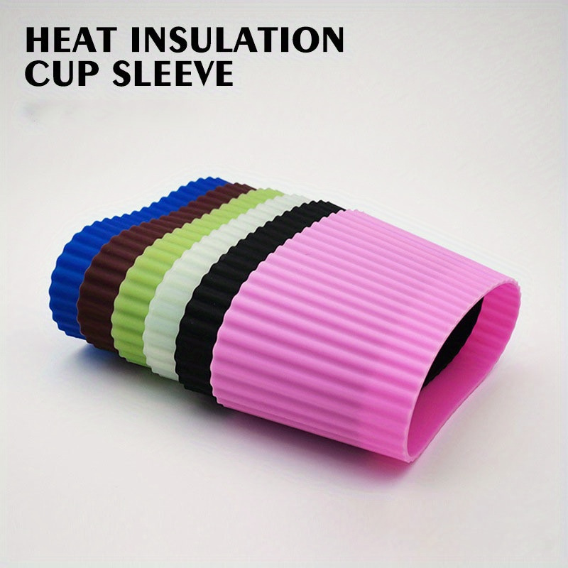 1pc silicone coffee cup sleeve non slip heat insulation reusable mug grip random color fits most coffee tea cups stylish comfortable details 1