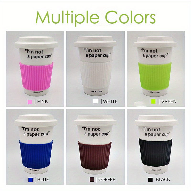 1pc silicone coffee cup sleeve non slip heat insulation reusable mug grip random color fits most coffee tea cups stylish comfortable details 4