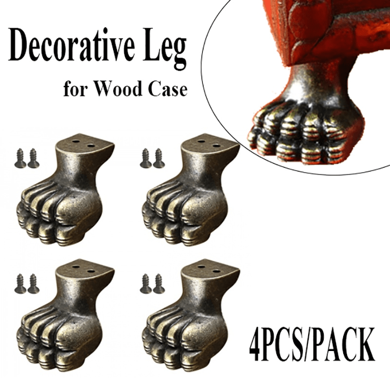 

4pcs Antique Brass Corner Protectors For Wooden Boxes - Decorative Feet Leg Design, Durable & Stylish