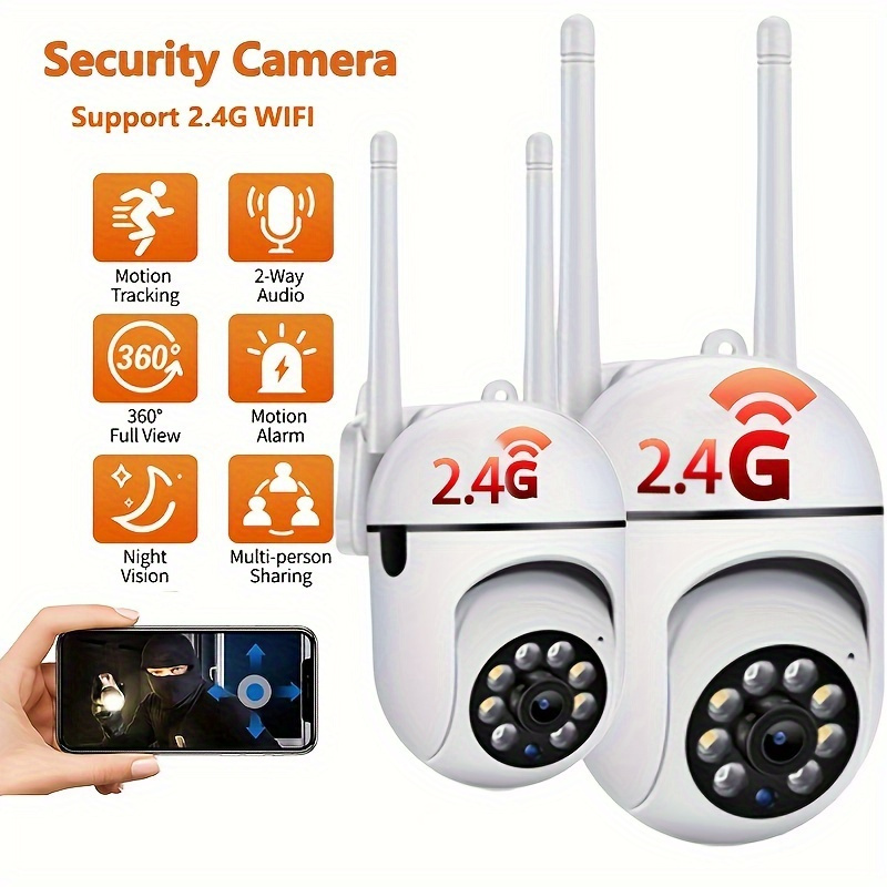 1pc 1080P HD Smart Security Camera, 360° Panoramic Wireless CCTV with Motion Tracking, Two-Way Audio, Full Color Night Vision, USB Powered, Wi-Fi Enabled, Compatible with Smartphones for Home, Yard, Garage, Company, Market Surveillance details 2