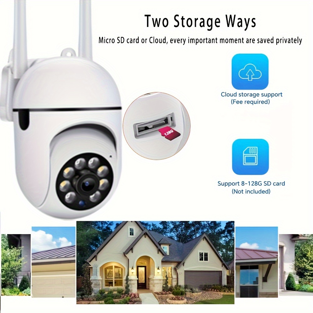 1pc 1080P HD Smart Security Camera, 360° Panoramic Wireless CCTV with Motion Tracking, Two-Way Audio, Full Color Night Vision, USB Powered, Wi-Fi Enabled, Compatible with Smartphones for Home, Yard, Garage, Company, Market Surveillance details 8