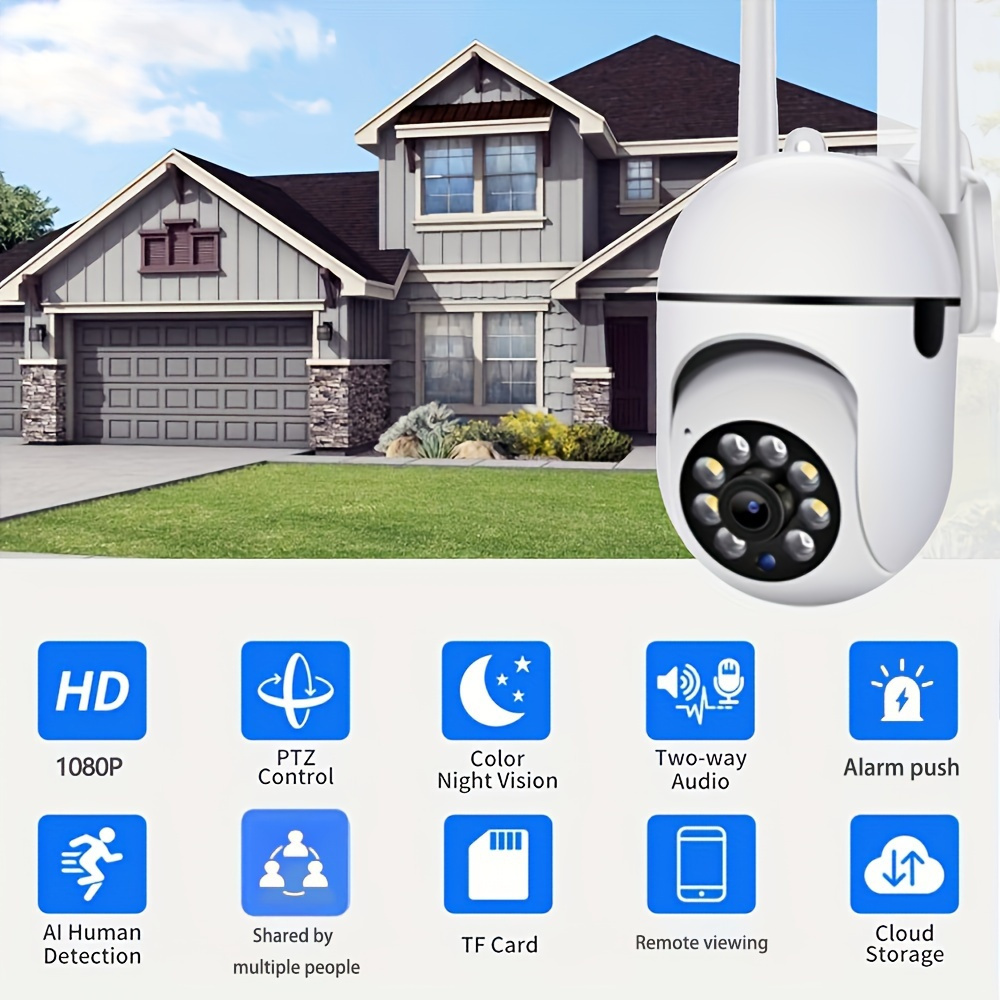 1pc 1080P HD Smart Security Camera, 360° Panoramic Wireless CCTV with Motion Tracking, Two-Way Audio, Full Color Night Vision, USB Powered, Wi-Fi Enabled, Compatible with Smartphones for Home, Yard, Garage, Company, Market Surveillance details 9