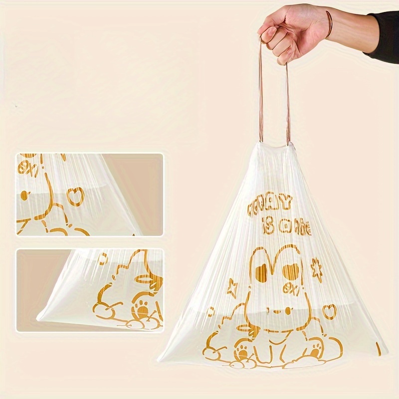 3 rolls cute printed drawstring trash bags plastic multipurpose disposable garbage bags with automatic closure for living room foldable household waste bags for home office cleaning supplies details 3