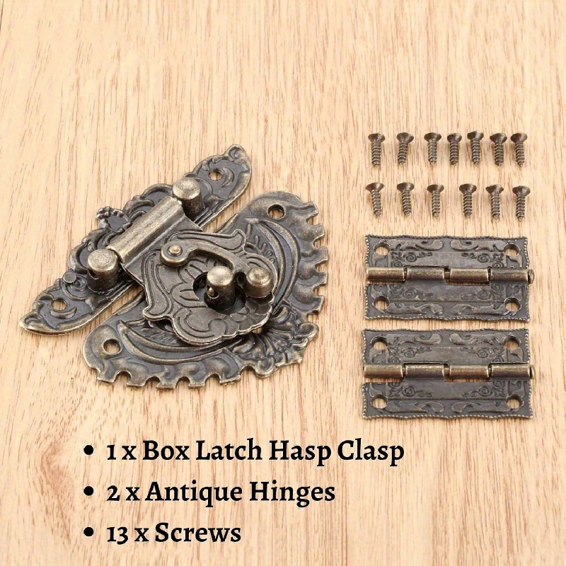 

16pcs Bronze Hasp & Set - Engraved, For Jewelry Boxes & Wooden , Includes 13