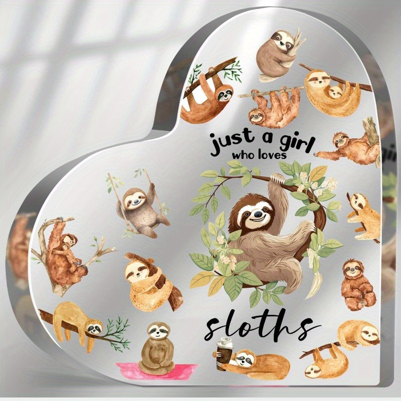 

Acrylic Sloths Paperweight Collectible Figurine - Just A Girl Who Loves Sloths Desk Decor - Sloth Lover Birthday Gift For Women - No Electricity Needed