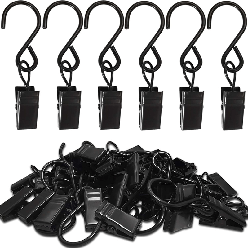 

Black Stainless Steel S-hooks 50/100 Piece - 2.4" Durable Iron Clips For Curtains, Party Lights, Photos, Camping & Garden Decor