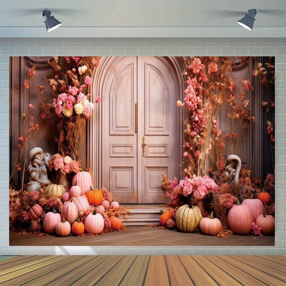 

Autumn Harvest Vinyl Backdrop - Pumpkin & Maple Leaf Design, Perfect For Thanksgiving, Birthday Parties & Photo Booths