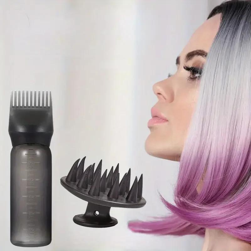 

2-piece Hair Care Set: Scalp Massaging Shampoo Brush & Oil Applicator - 3-in-1 Hair Treatment Tool For All Hair Types