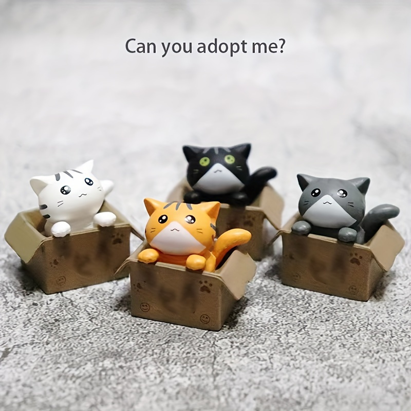 TEMU 4 Pcs Cute Paper Box Kitten Design Car Ornaments: For Mini Cartoon Accessories For Home, Car, And Car Dashboard Decoration