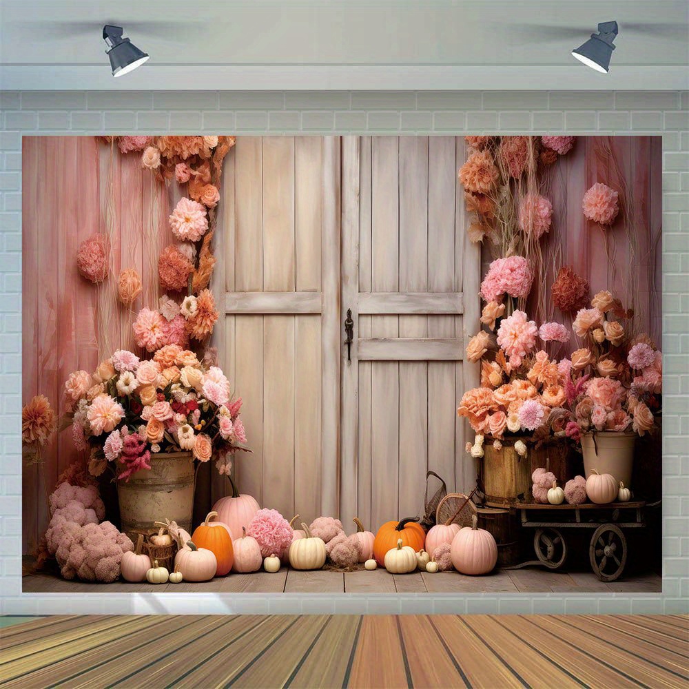 

Vinyl Backdrop - Pumpkin & Rose , Thanksgiving, Birthday Cake Table Decor, And Photo Booth Props