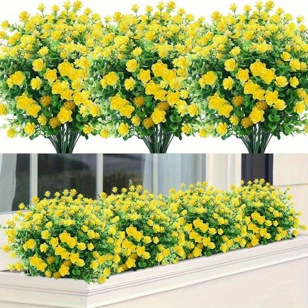 

3pcs Uv Resistant Artificial Flowers Outdoor Decoration - Art Deco Style Faux Plastic Plants For Garden, Porch, Window Box Decor - No Fade Fake Flowers