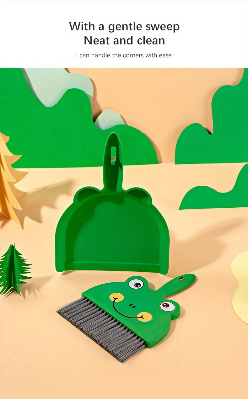   cleaning brush and dustpan set cute animal design durable for travel camping and home use perfect gift idea details 1