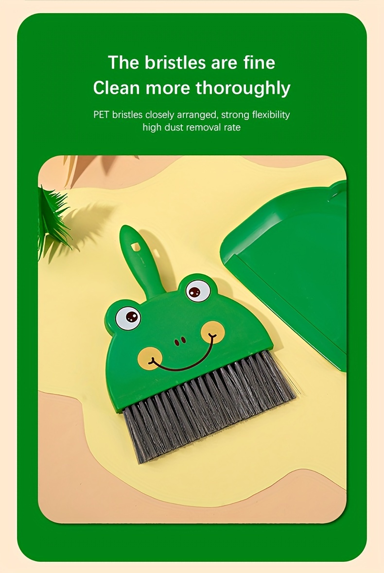   cleaning brush and dustpan set cute animal design durable for travel camping and home use perfect gift idea details 2
