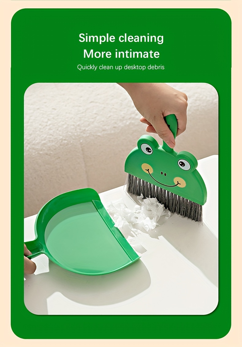   cleaning brush and dustpan set cute animal design durable for travel camping and home use perfect gift idea details 3