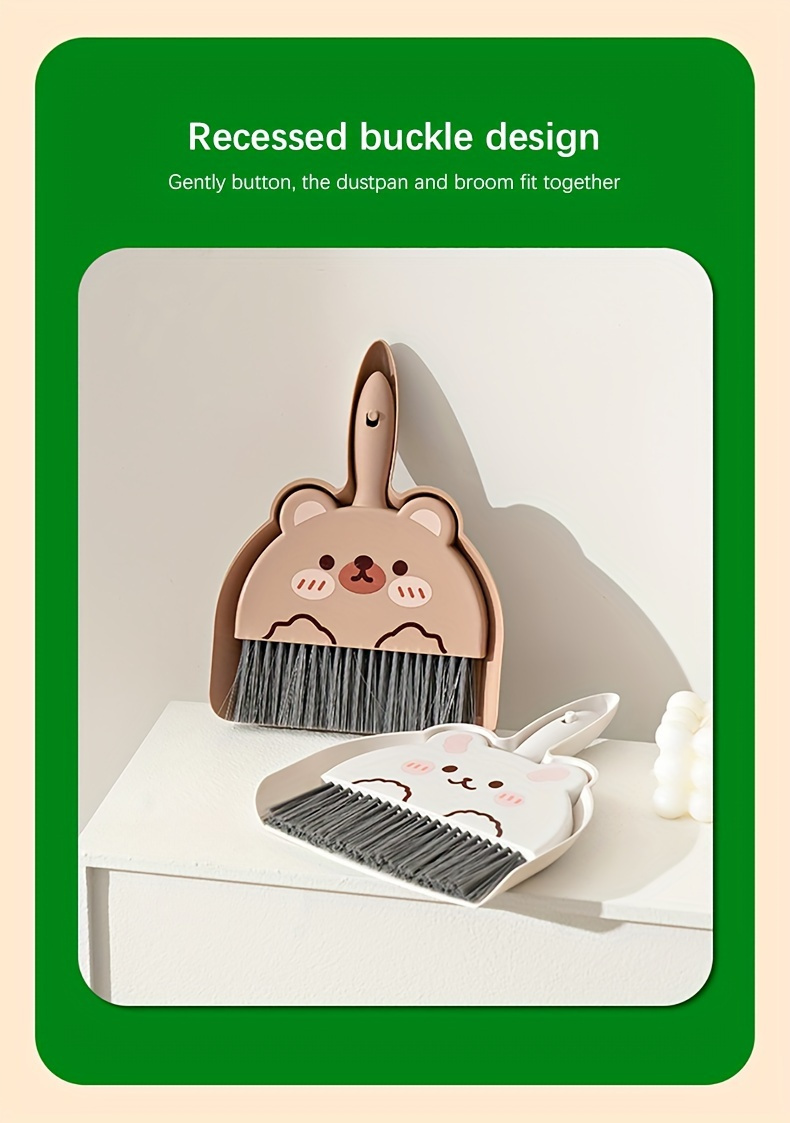   cleaning brush and dustpan set cute animal design durable for travel camping and home use perfect gift idea details 6