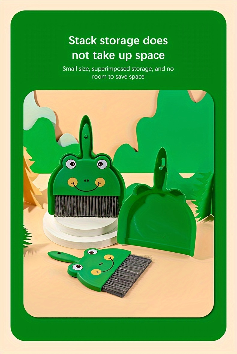   cleaning brush and dustpan set cute animal design durable for travel camping and home use perfect gift idea details 7