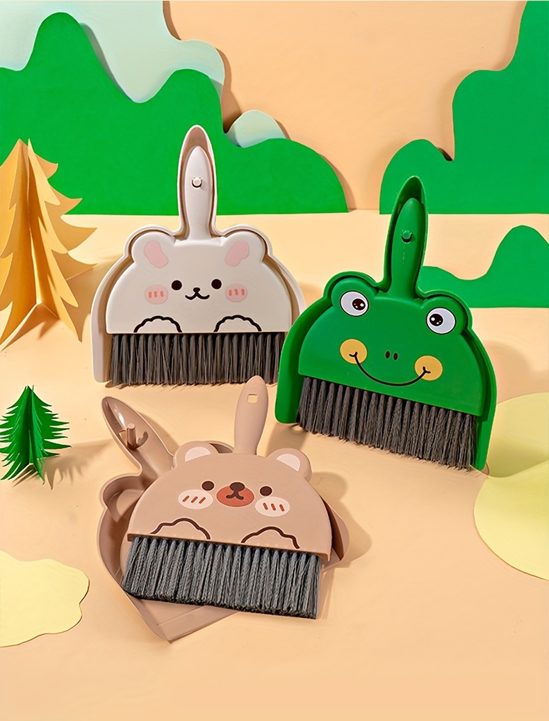   cleaning brush and dustpan set cute animal design durable for travel camping and home use perfect gift idea details 8