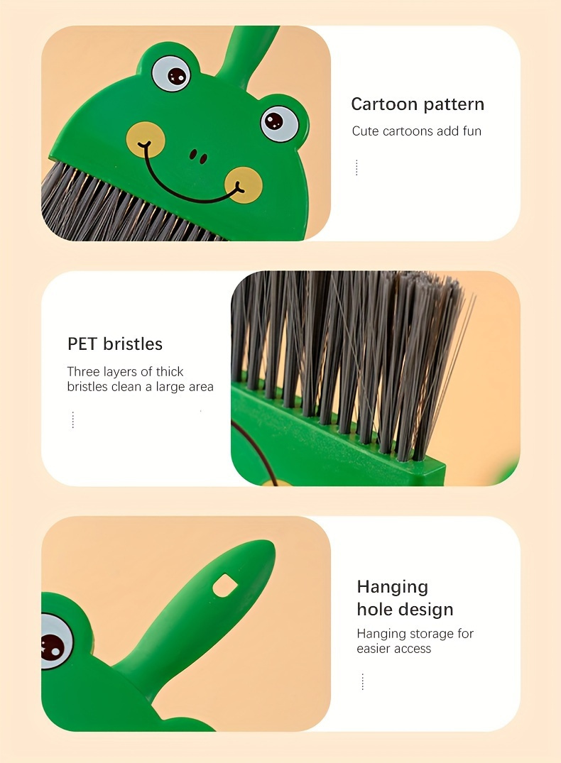  cleaning brush and dustpan set cute animal design durable for travel camping and home use perfect gift idea details 9