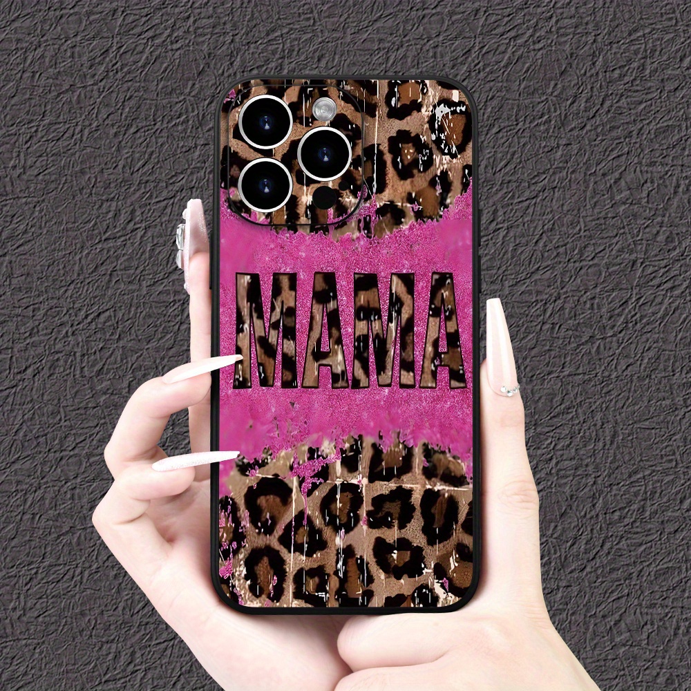 

Leopard Print Letter Mama Tpu Phone Case For Xs/xr/x/7/8/plus/pro/max/mini - Fashionable Matte Finish With Camera Protection