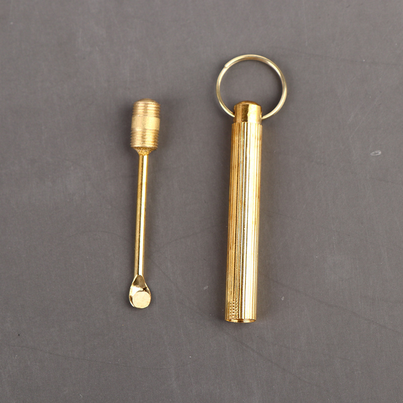 

Brass Golden Nose Scoop Keychain For Men, Portable Metal Pipe Shovel With Keychain, Pocket Size