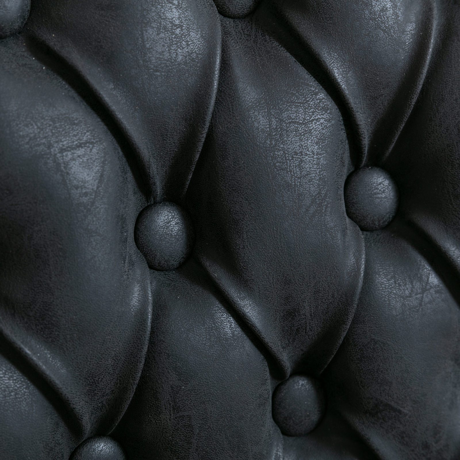 2pcs French Vintage Wooden Frame Dining Chairs With Black Pu Leather