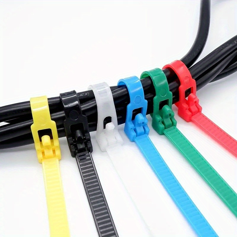 

adjustable" 50-piece Heavy Duty Reusable Cable Ties - Durable, Flexible Plastic Wire Organizers