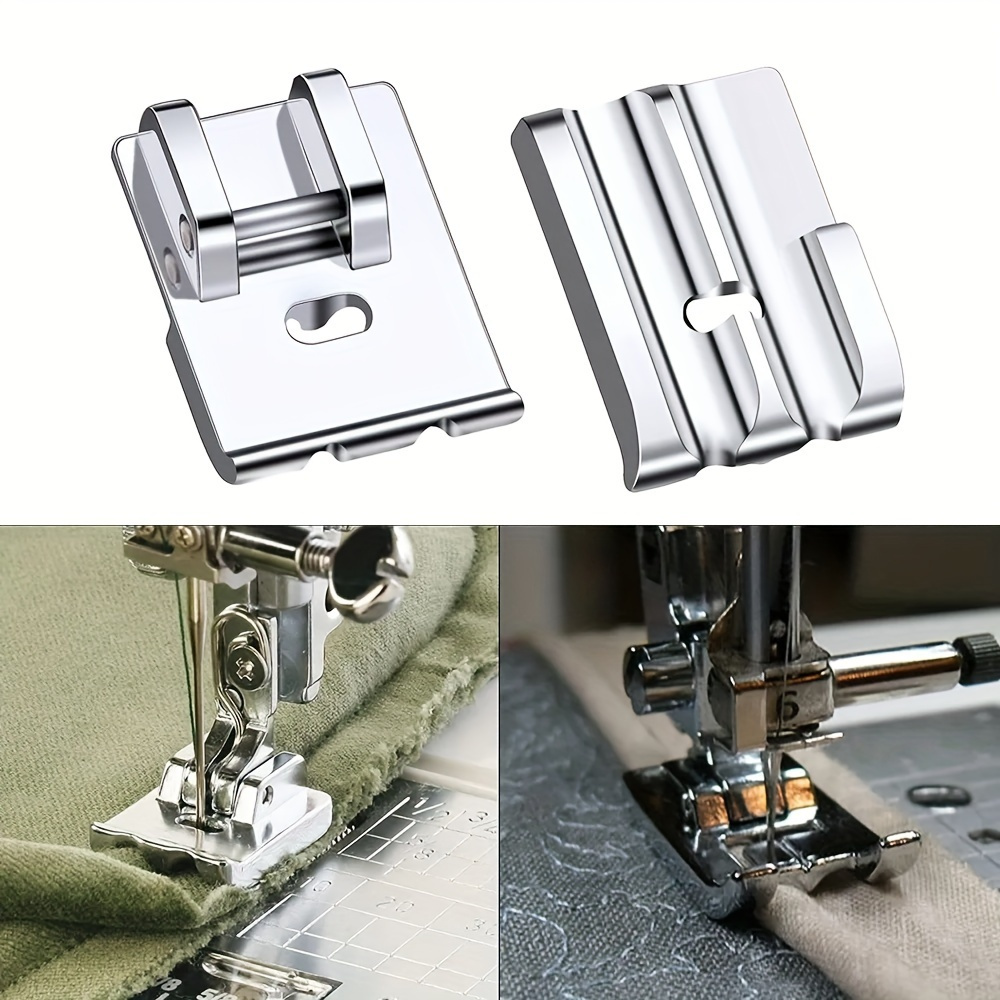 

1pc, Metal Piping Foot For Sewing Machines, Snap-on Presser Foot With Dual , Fits Most Low-shank Domestic Sewing Machines, Durable Construction, Diy Sewing Craft Accessory