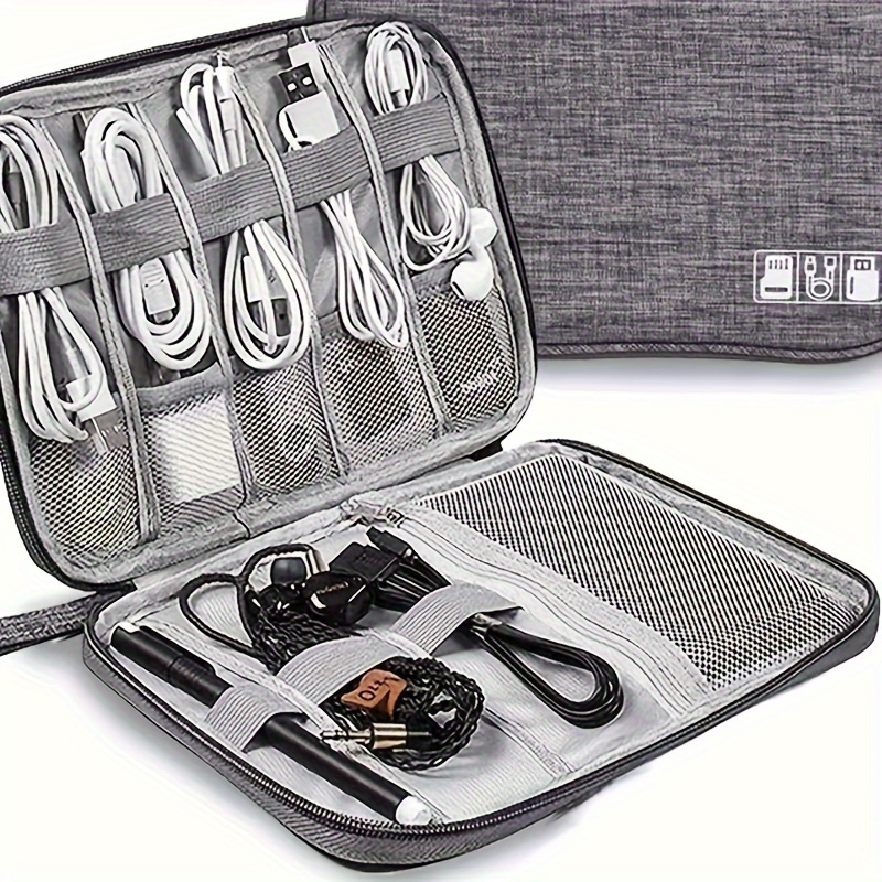 TEMU 1pc Travel Storage Bag, Double Waterproof And Dustproof Portable Storage Bag, Usb Headset Storage Bag.