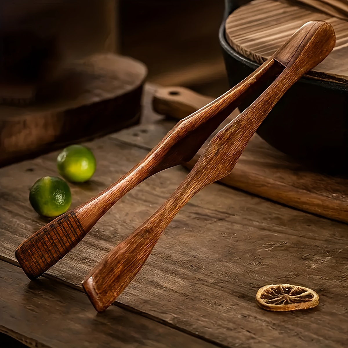 

1pc Multi-purpose Heat-resistant Wooden Tongs - Perfect For Bbq, Baking, Salads & Serving