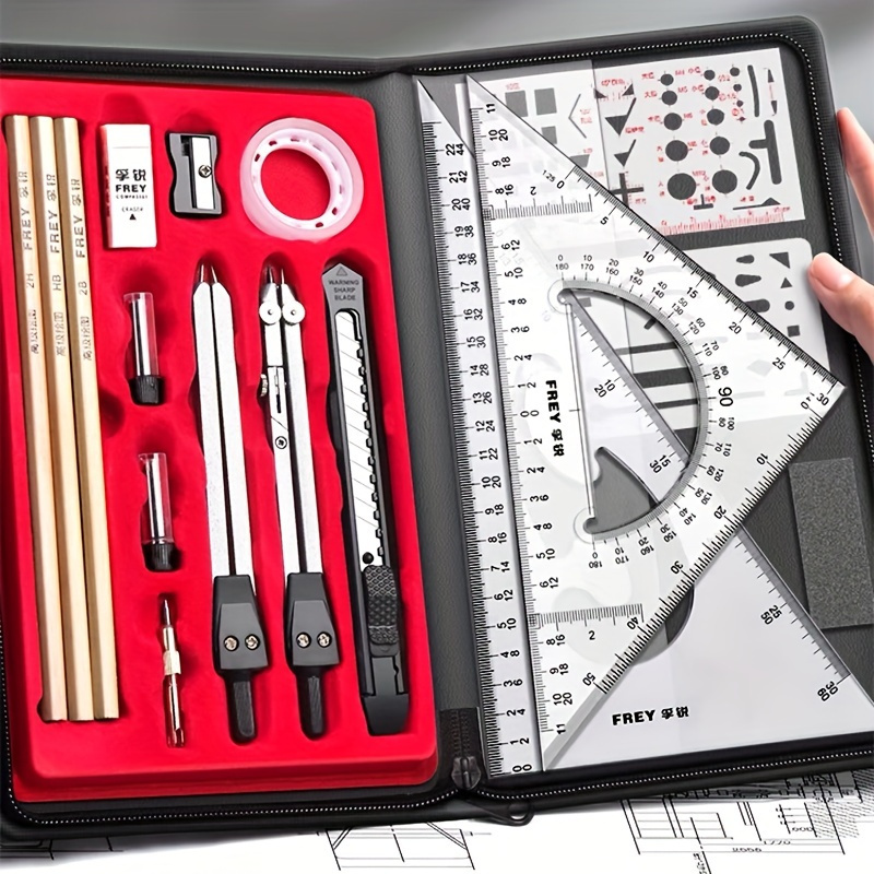 

Professional Drawing Set - Precision Geometric And Cad Tools - Suitable For Students And Engineers - Multi-functional Measuring Instrument Set For Educational And Architectural Drafting