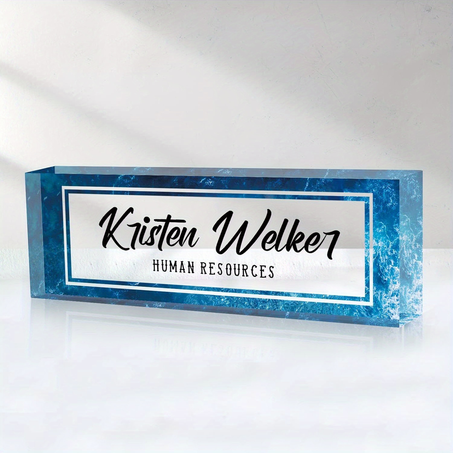 

Custom Acrylic Desk Name Plate - Personalized Office Decor For Men & Women, Ideal Gift For Coworkers, Bosses, Teachers, Employee Appreciation