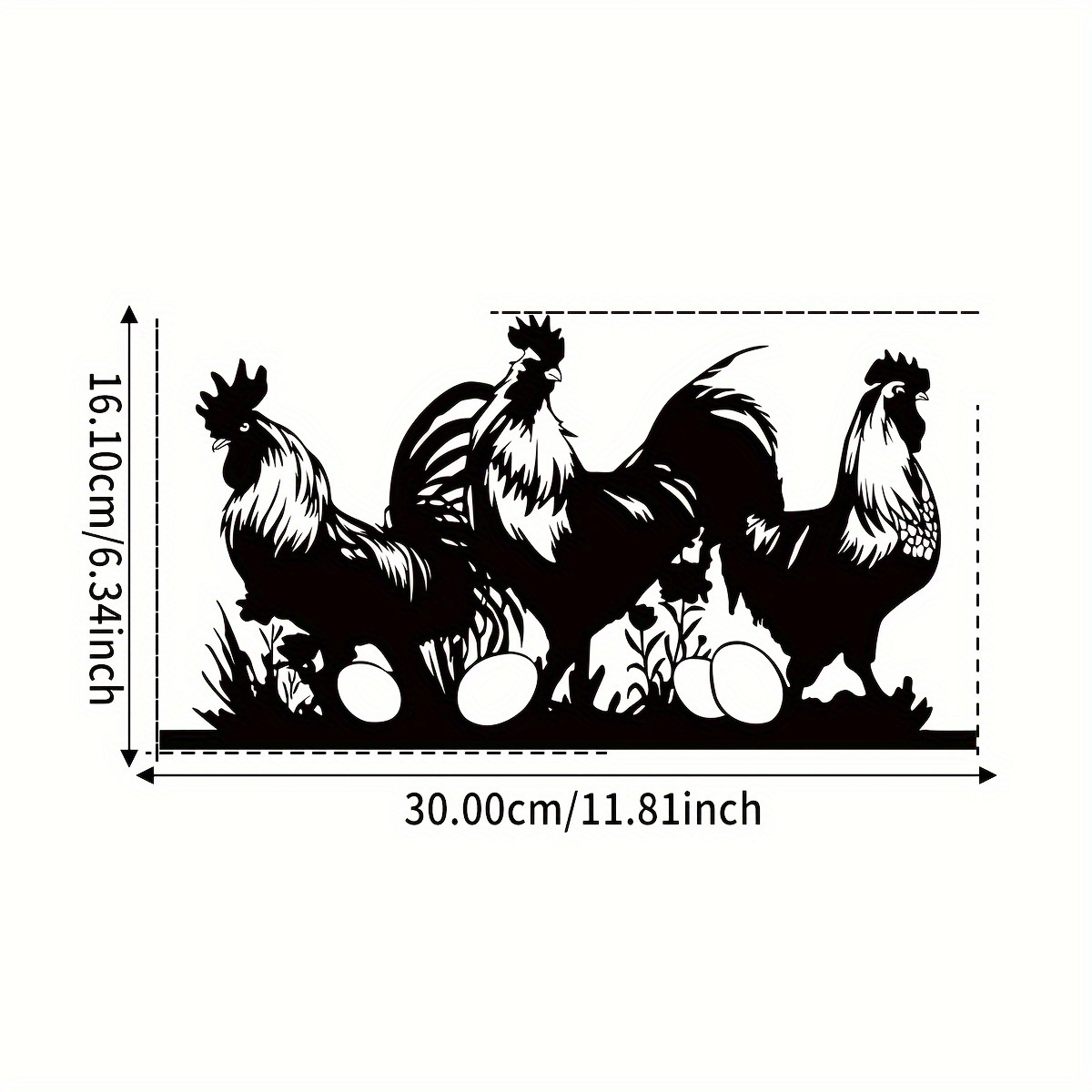 1pc Metal Wall Art Sign - Rustic Rooster & Hens Silhouette With Eggs And Plants - Indoor/outdoor Home Decor For Bedroom, Garden, Or Farmhouse - Perfect Housewarming Or Wedding Gift