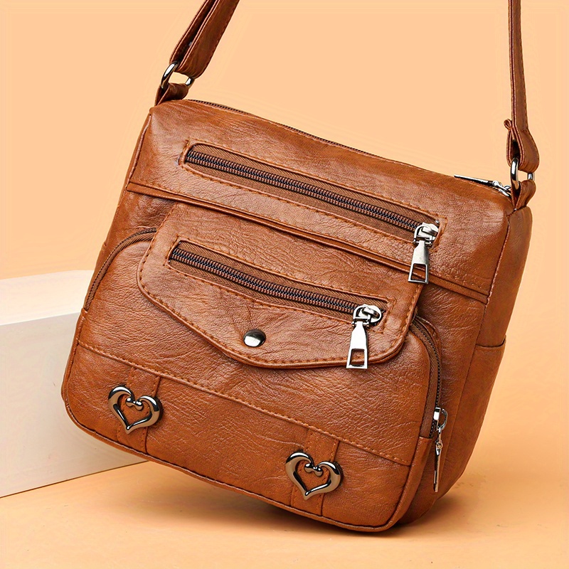 

Women's Crossbody Bag, Multi-pocket Shoulder Bag, Pu Leather, Versatile Soft Satchel, Ladies' Mom Bag, Travel Purse
