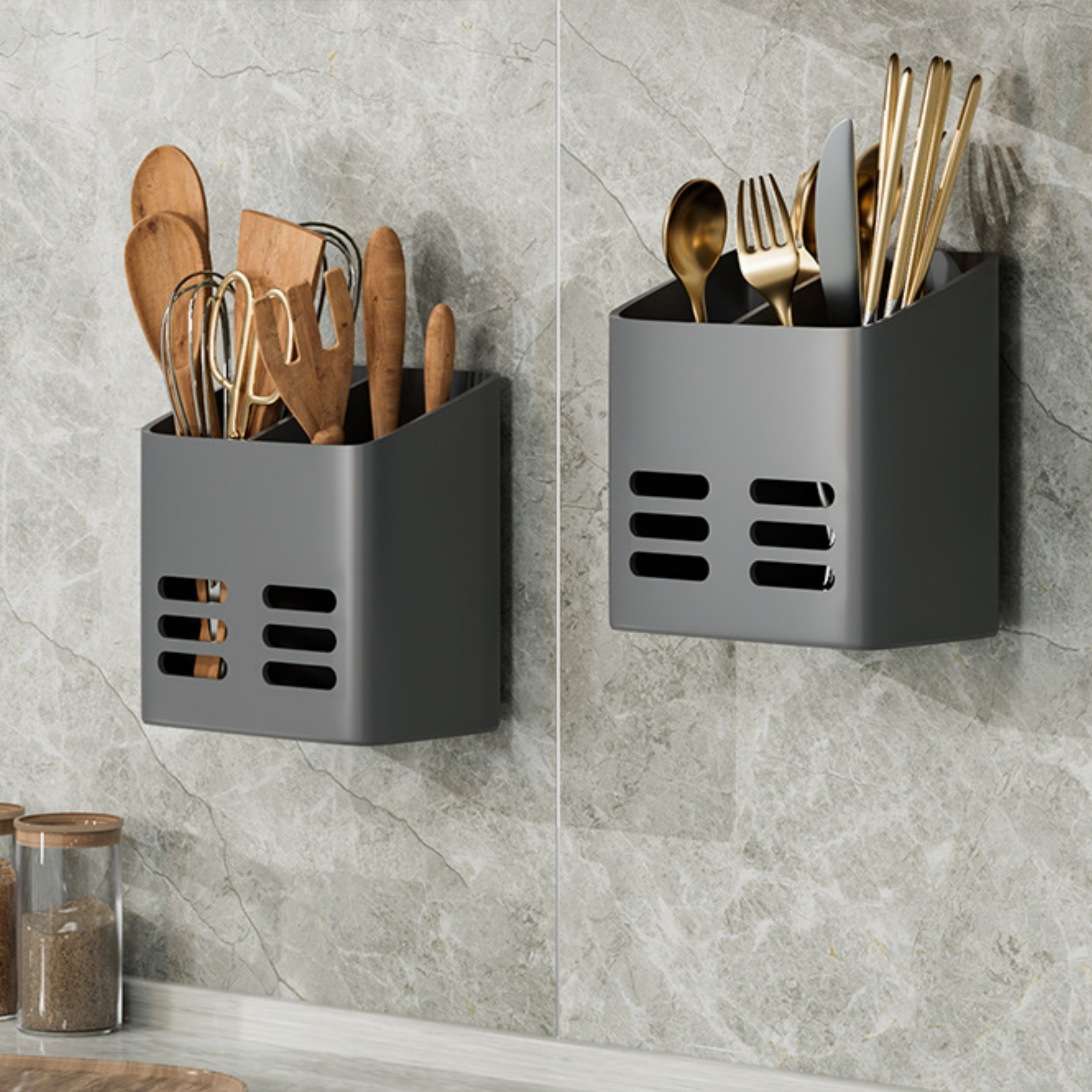 

Versatile Wall-mounted Storage Organizer For Bathroom - Detachable & Washable Toothbrush, Shaver, And Comb Holder