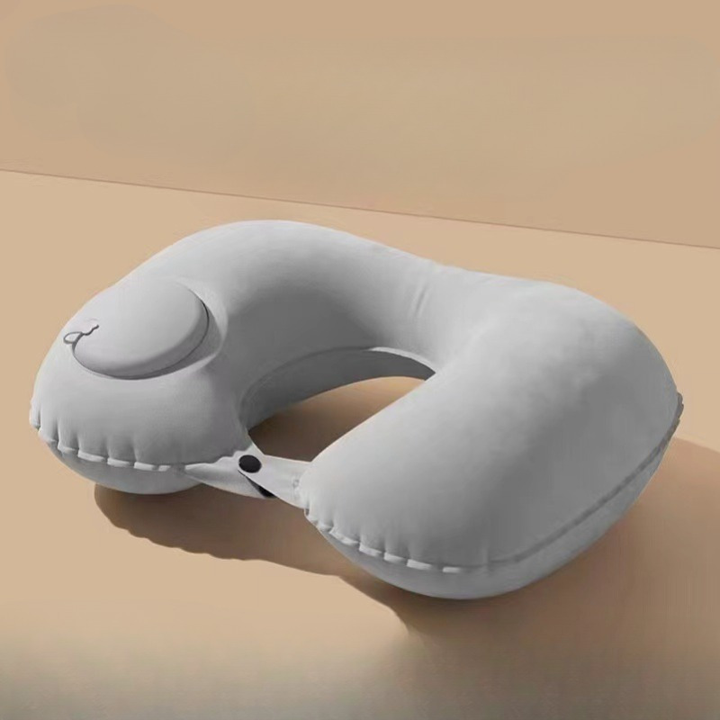 

Portable Inflatable U-shaped Neck Pillow For Travel - Press & Go, No Battery Needed, Ideal For Lunch Breaks & Sleeping On The Go