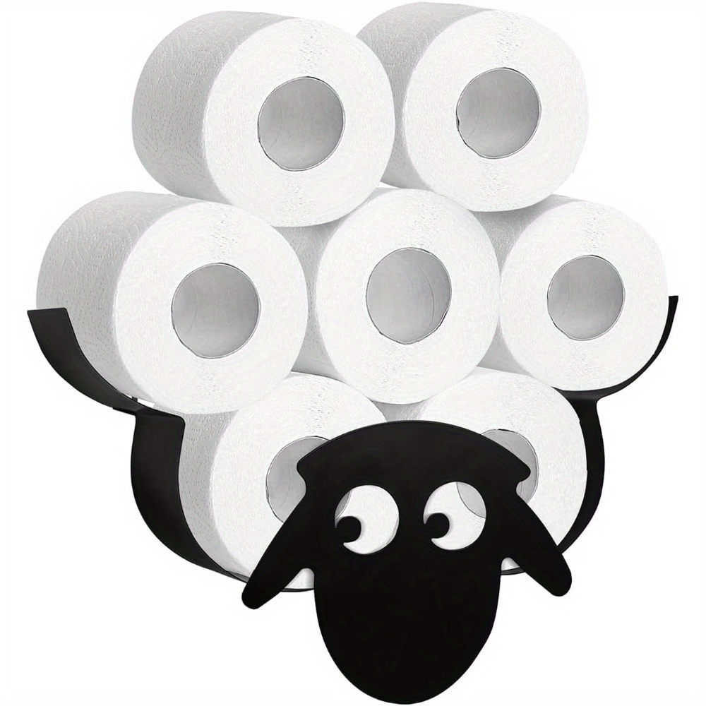 TEMU Sheep Toilet Roll Holder, Black Toilet Roll Holder Wall Mounted For Bathroom Metal Toilet Roll Storage Rolls Toilet Paper Holder