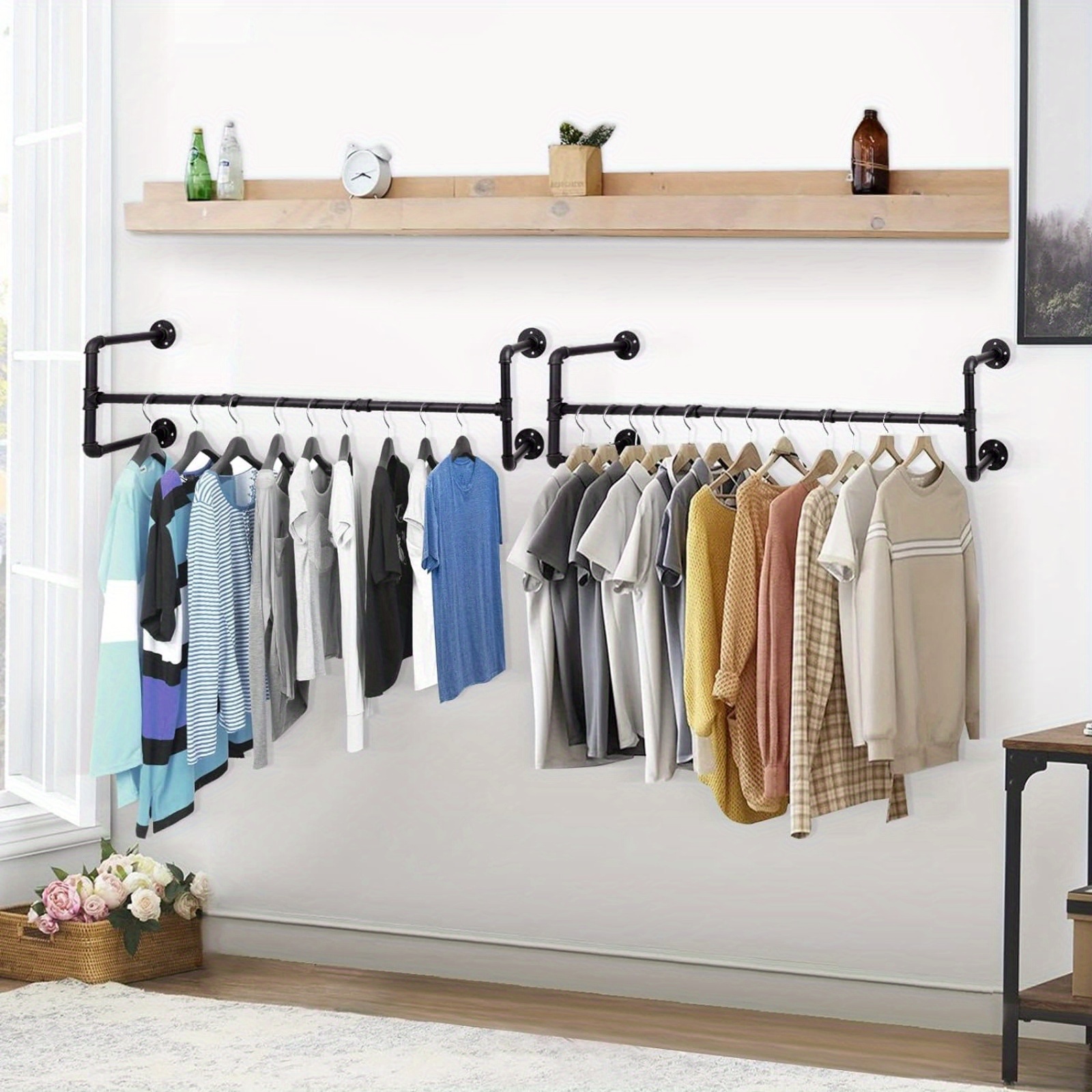 Unho Clothes Rail Wall Mounted: Industrial Pipe Clothing Hanging