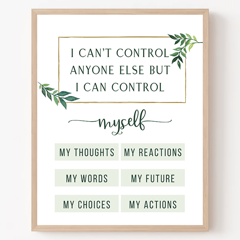 

Room Decor 1pc "i Control Anyone But I Can Control " Inspirational Quote Poster, 8x10" Paper For Therapist Office, School Counselor, Social Worker, Psychology Cbt Decor, Mental Health Sign Bundle