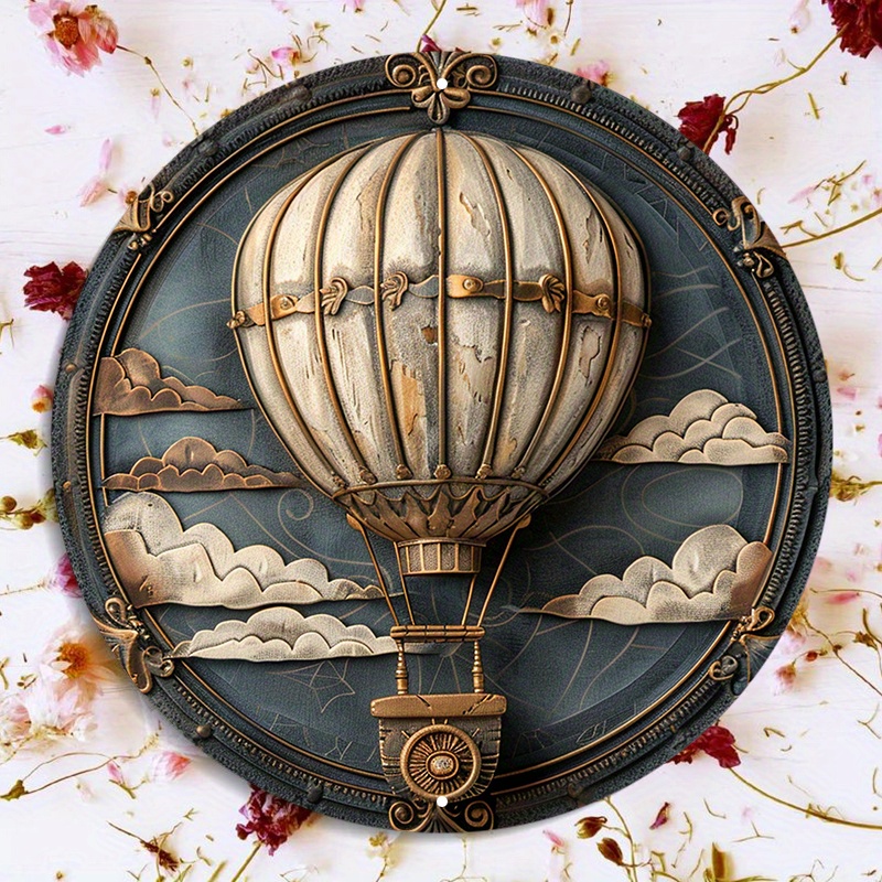 

1pc 8x8inch Hot Air Balloon Aluminum Metal Sign - Waterproof, Weather Resistant, Hd Printing Wall Decor Xhf 3705