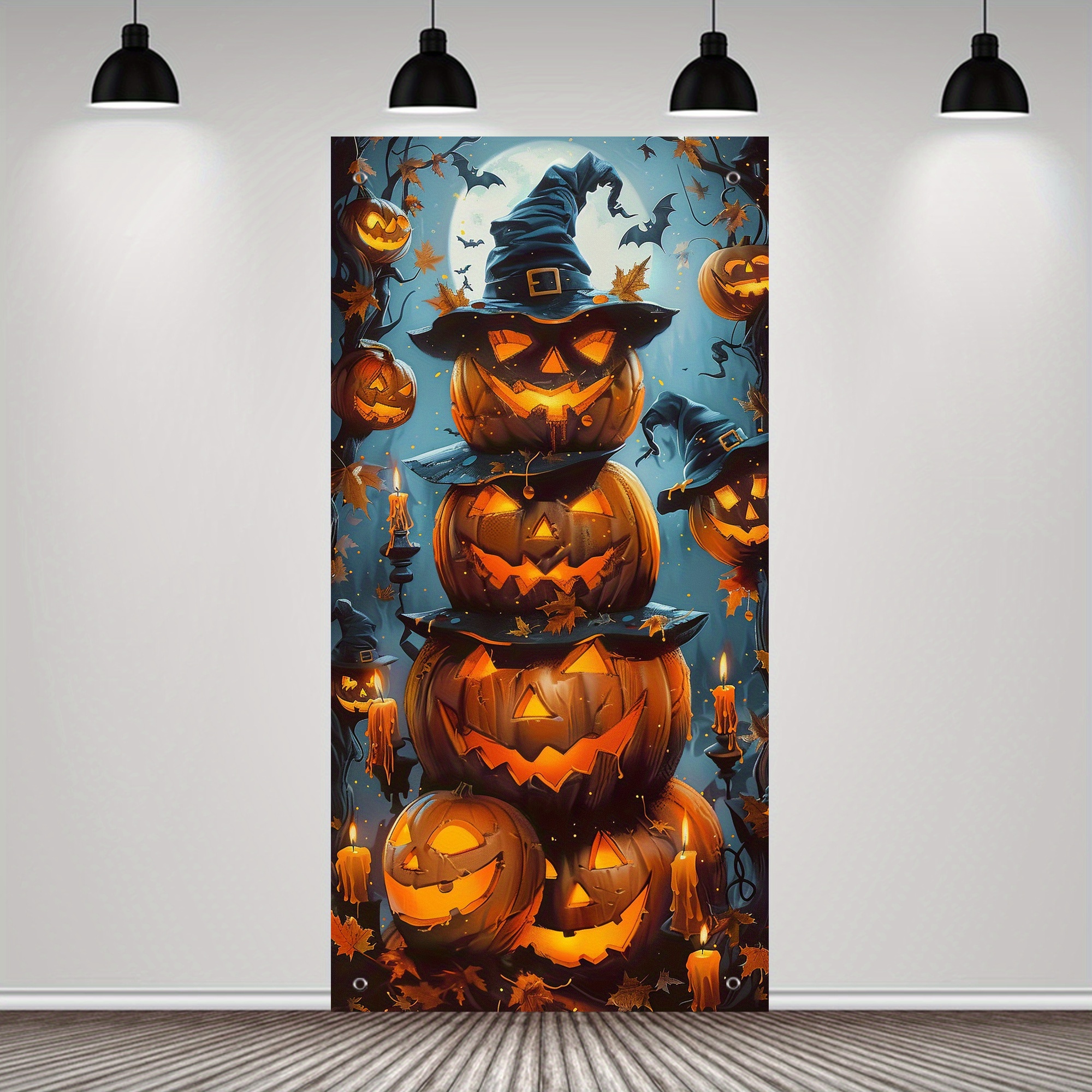 

1pc, Cover Decor Banner, (35.4in × 70.8in90cm × 180cm), Pumpkin Witch Door Decorations Scary Decoration Door Cover, For Outdoor Decoration, Party Decoration