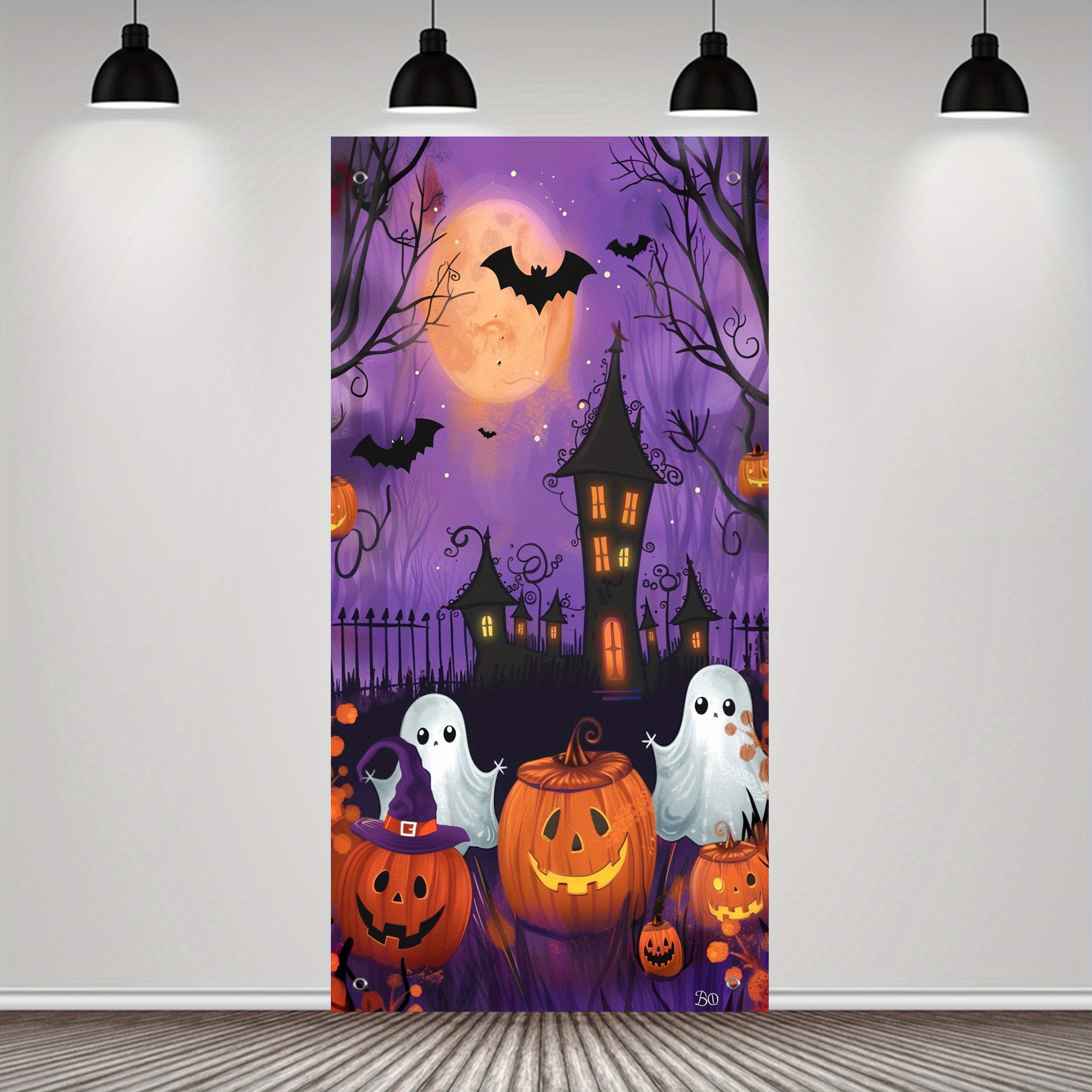 

Halloween Polyester Door Banner - 1pc Pumpkin Ghost Theme Hanging Decoration, Seasonal Festive Outdoor Party Decor, No Electricity Needed