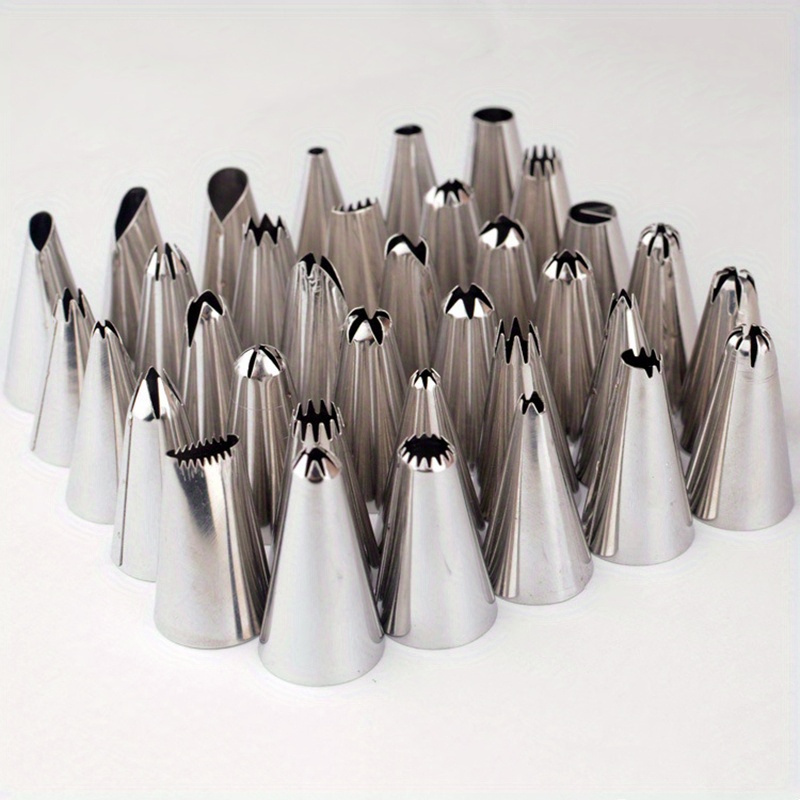E-shop 10er Set Spritztüllen, Edelstahl Spritzdüsen, Sahne Kuchen Spritztüllen für Dessert Keks Cup Cake, Küchenzubehör, Backwerkzeuge, Kuchen