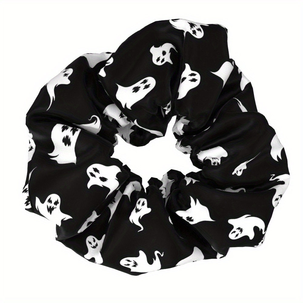 Image of Black And White Large Hair Tie Temperament Fabric All-match Hair Bun Hair Tie Rubber Band Women's Accessory Cross-border Halloween