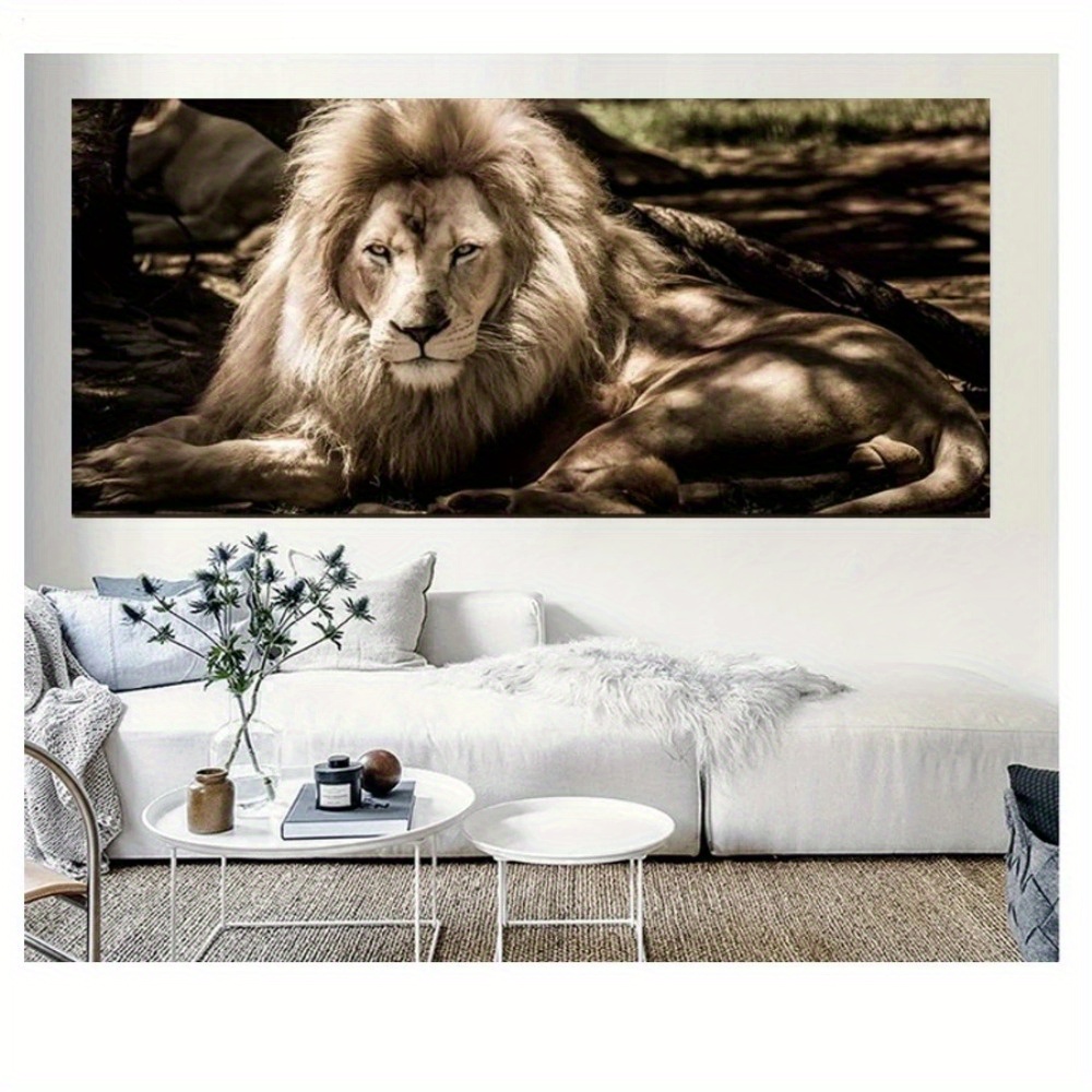 

creative Canvas" Lion Majesty 5d Diy Diamond Painting Kit, 31.5x15.8in Full Drill Round Rhinestone Embroidery Art, Canvas Wall Decor Craft